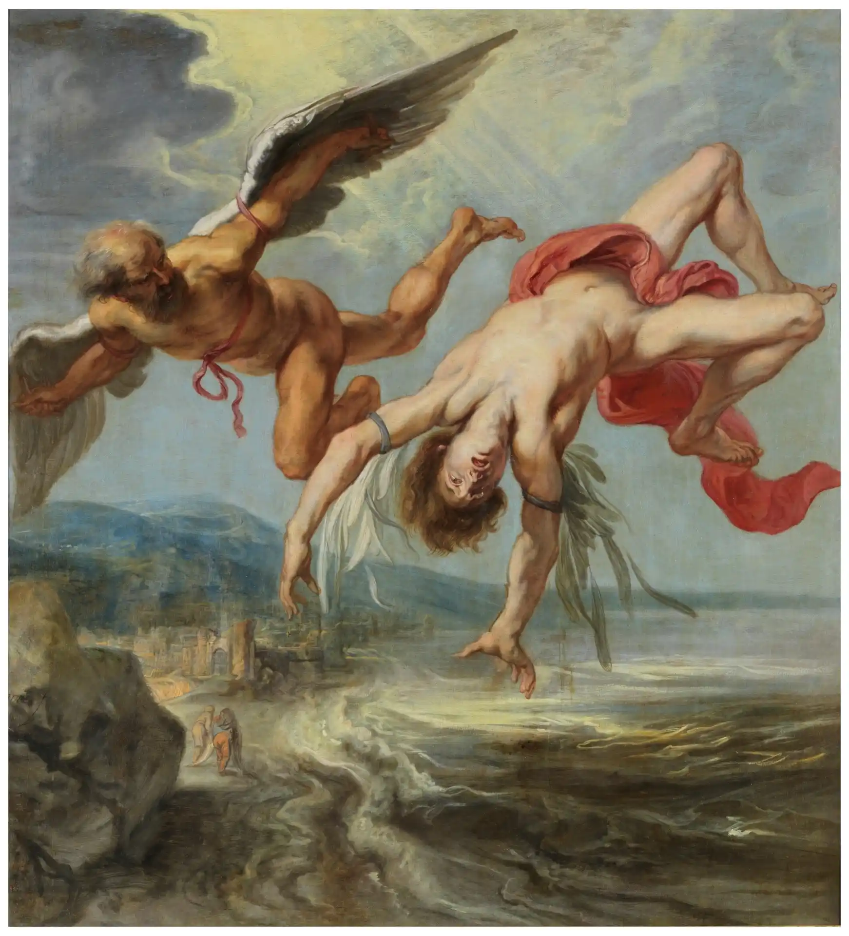 Obra que representa el momento en que Ícaro cae, porque las alas se han derretido por el sol