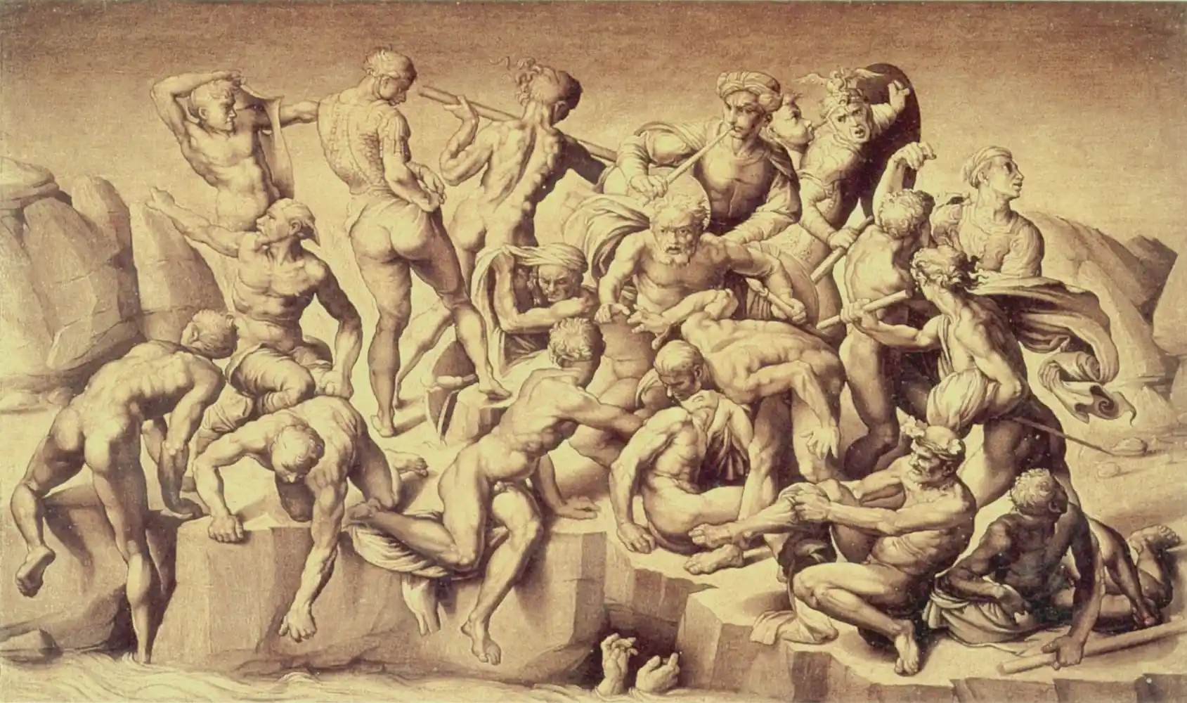 Bastiano da Sangallo, Copia del dibujo de Miguel Ángel, de la parte central de La batalla de Cascina Bastiano da Sangallo, Copia del dibujo de Miguel Ángel, de la parte central de La batalla de Cascina