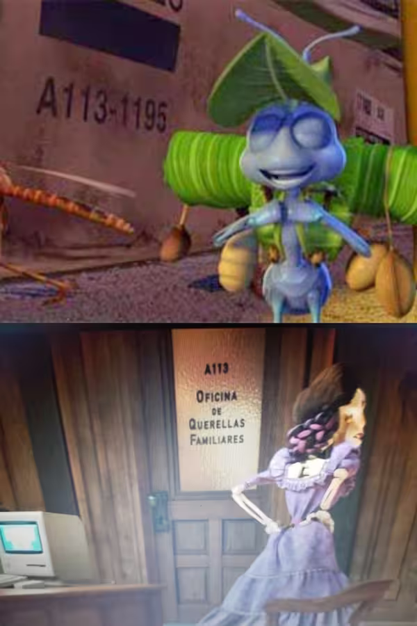 Detalles de películas Pixar donde vemos el código A113. Detalles de películas Pixar donde vemos el código A113.