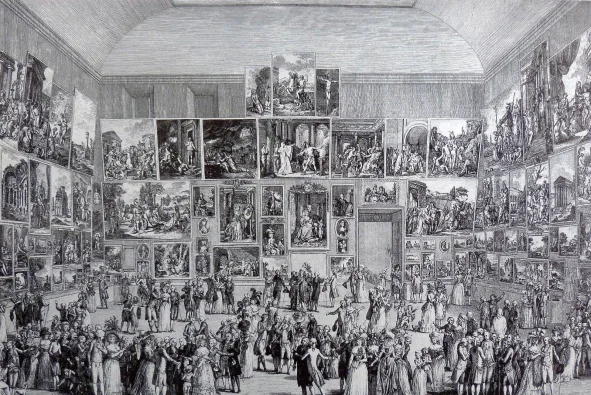 Pietro Antonio Martini (1738–1797), Exposición en el Salon del Louvre en 1787, grabado de Johann Heinrich Ramberg, 1787. Pietro Antonio Martini (1738–1797), Exposición en el Salon del Louvre en 1787, grabado de Johann Heinrich Ramberg, 1787.