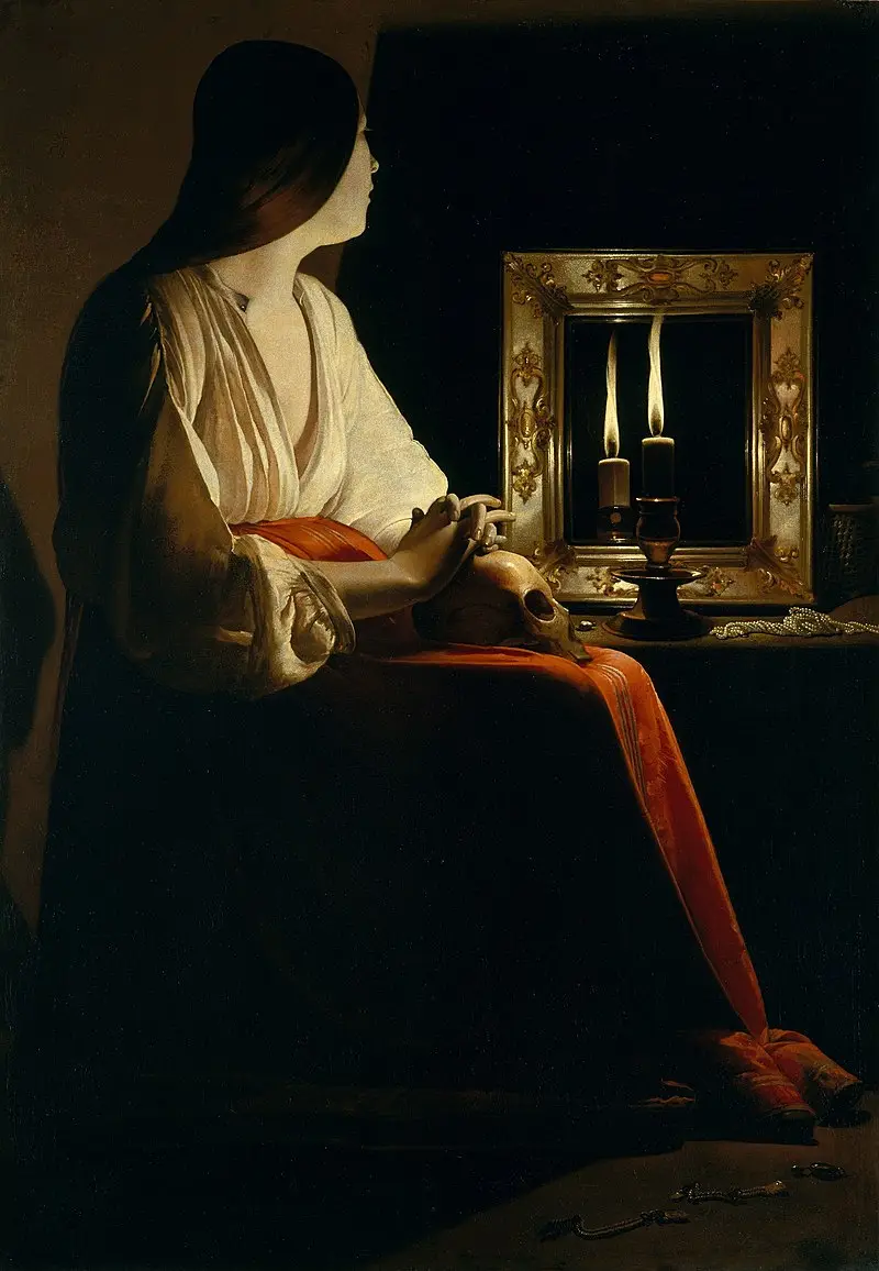 Georges de La Tour, Magdalena penitente con dos velas, c. 1625 Georges de La Tour, Magdalena penitente con dos velas, c. 1625