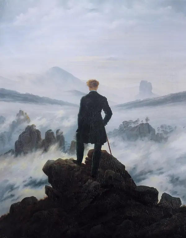 Caspar David Friedrich, El caminante sobre el mar de nubes (1818) Caspar David Friedrich, El caminante sobre el mar de nubes (1818)