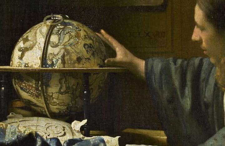 Detalle de la obra de El astrónomo Detalle de la obra de El astrónomo